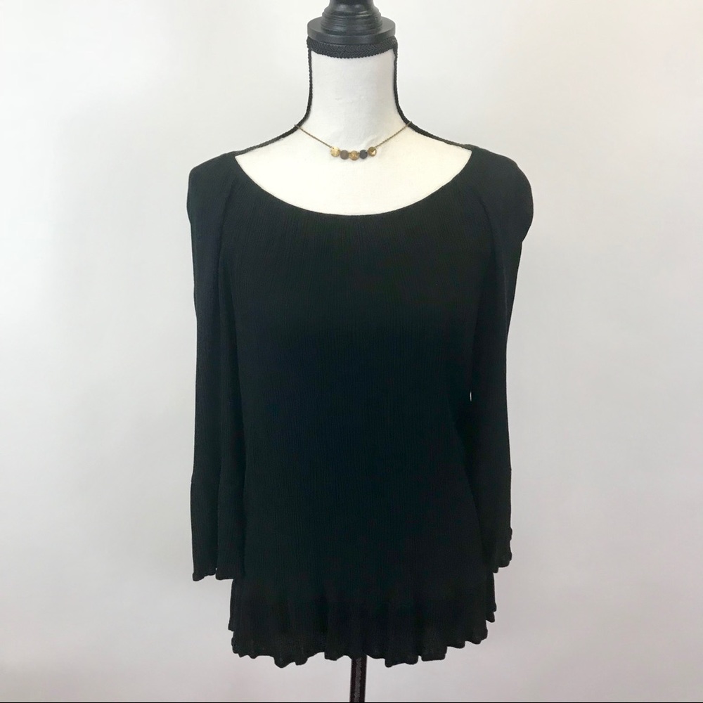 Chelsea & Theodore ruffle black tunic top M - Picture 1 of 6